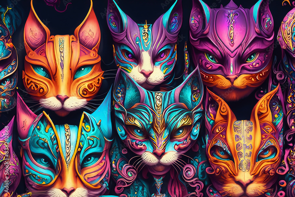 Naklejka premium Abstrakte Katzenmasken