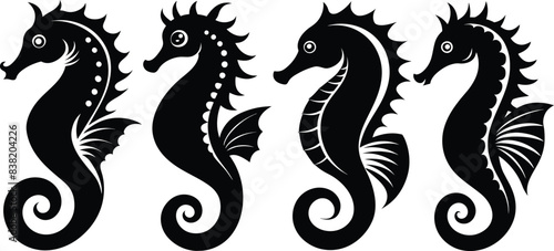 Seahorse vector silhouette an white background 