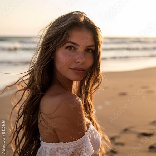 Beautiful woman posing on the beach shooting  © NabilBin