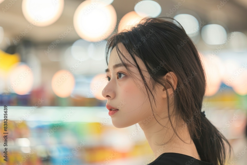 スーパーで買い物する主婦の女性(業務スーパー・家事・買い出し) スーパーで買い物する主婦の女性(業務スーパー・家事・買い出し)