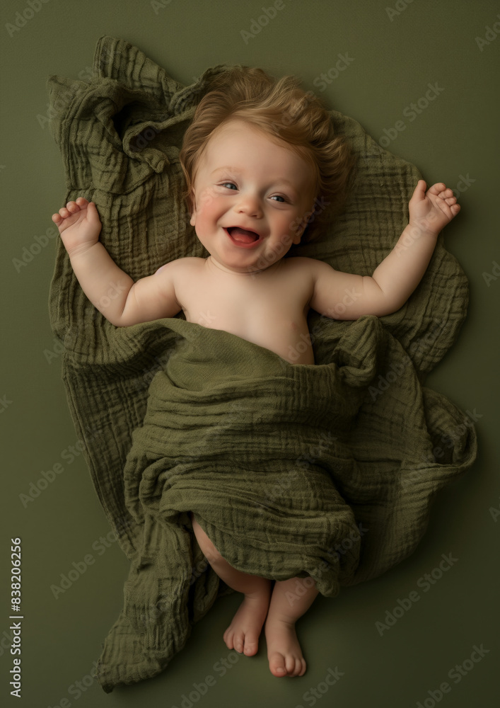 Baby, child, kid. Portrait of a little baby boy covered by a blanket. Adorable baby boy with a charming, sweet smile in a bed. Realistic minimalistic style photo Baby, child, kid. Portrait of a little baby boy covered by a blanket. Adorable baby boy with a charming, sweet smile in a bed. Realistic minimalistic style photo