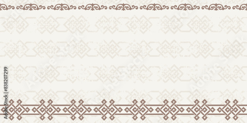 Ethnic background on the theme of Mongolian national ornament, frame, seamless pattern, vector design