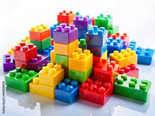 Kids  construction set assortment of colorful blocks arranged on white surface  Lego  blocks  building  creative  play  toy  colorful  children  education  creativity  plastic  stack  design