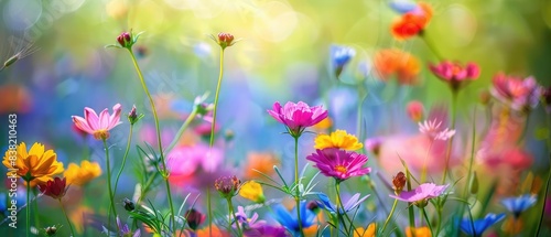 Fototapeta Naklejka Na Ścianę i Meble -  Flower Bokeh Flowers in the foreground with a beautifully blurred meadow background