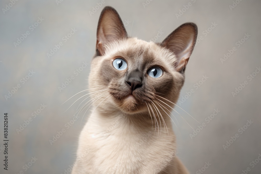 Portrait of a happy javanese cat in minimalist or empty room background Portrait of a happy javanese cat in minimalist or empty room background