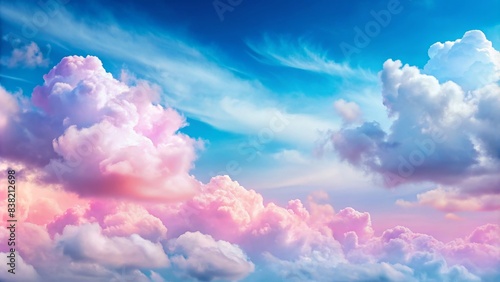 Pink and blue sky with fluffy clouds background, sky, clouds, pink, blue, peaceful, tranquil, serene, nature, day, weather, fluffy, soft, background, cotton candy, pastel, beauty, calm