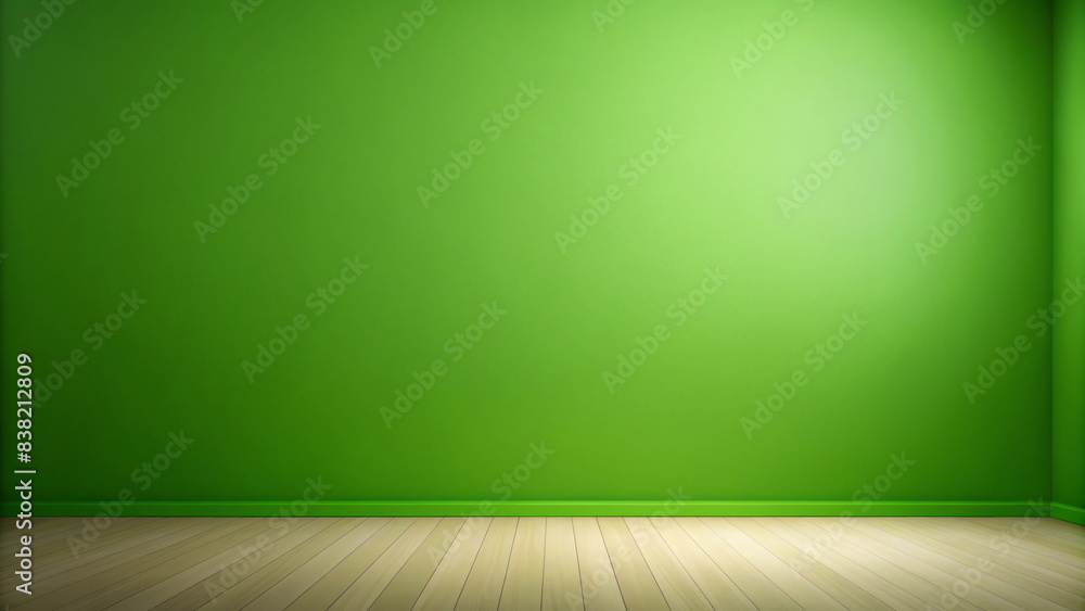 Simple indoor space with a blank green wall and light wood floors Simple indoor space with a blank green wall and light wood floors