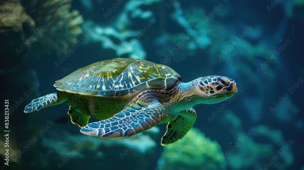 Green turtle going up for air AI generated Green turtle going up for air AI generated