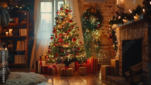 A cozy and festive New Year's Eve celebration inside a beautifully decorated living room
