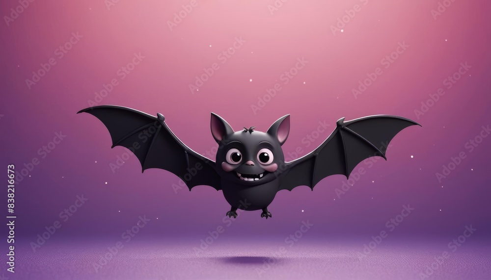 a cute cartoon bat on purple background a cute cartoon bat on purple background