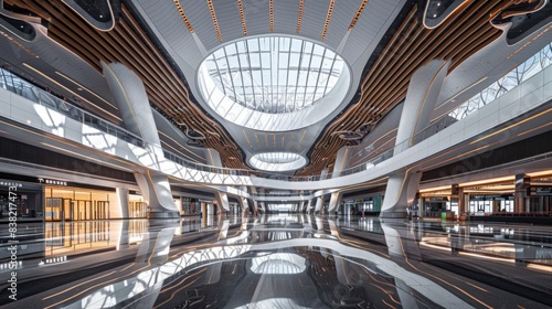 The sprawling terminals of Beijing Daxing International Airport, with innovative architecture and expansive spaces, highlighting the blend of form and function.  photo