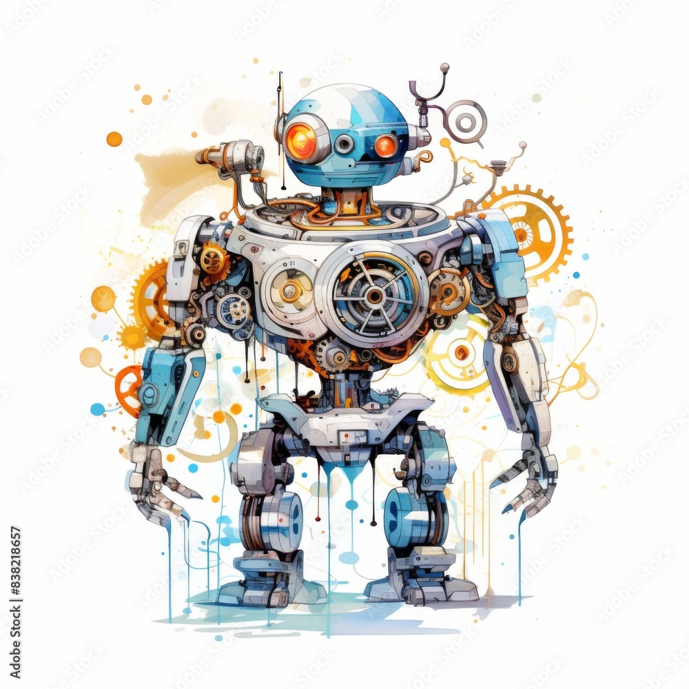 A robot with a clock on its chest A robot with a clock on its chest
