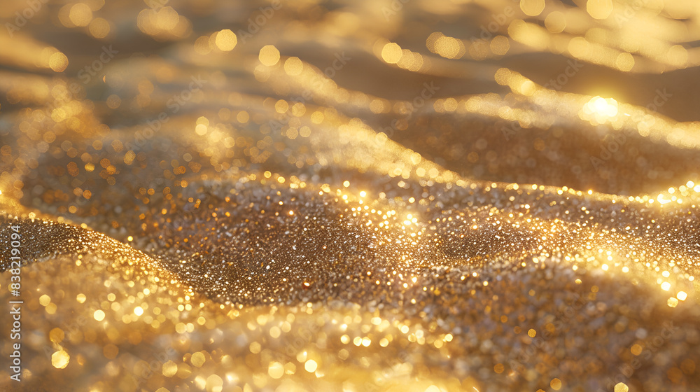 Close-up of 3D texture of glittering sand, highly detailed with individual grains Close-up of 3D texture of glittering sand, highly detailed with individual grains