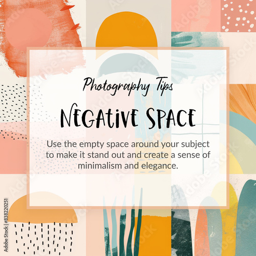 Photography Tips Card - Negative Space - Enhance Your Photos with Minimalism and Elegance - Expert Photography Advice with Artistic Designs