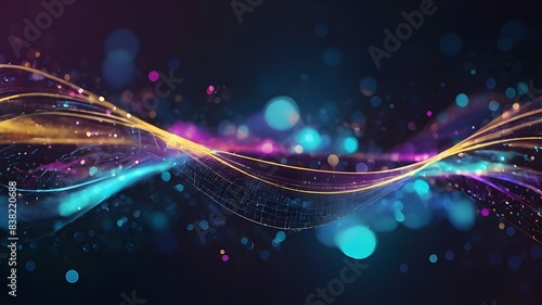 Futuristic Abstract Background with Bokeh and Tech Elements, Professional 4K Wallpaper: Innovative Technology and Vibrant Bokeh, Realistic 4K Wallpaper: Abstract Tech with Blue and Purple Bokeh, High-