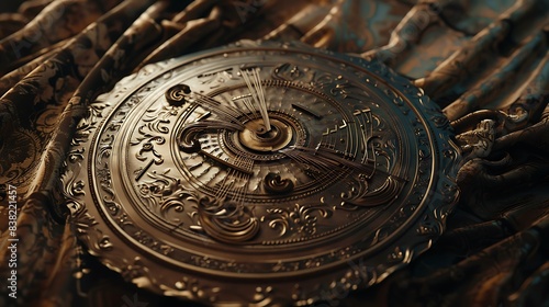 A beautifully detailed music plate with classical motifs  set against a velvet background. 8k  realistic  full ultra HD  high resolution and cinematic photography