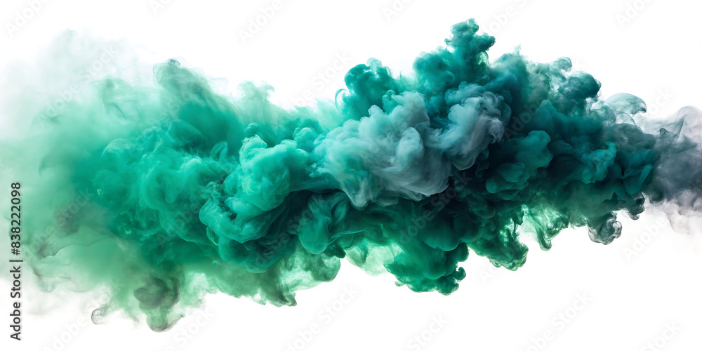 Fototapeta premium green smoke explosion on white background