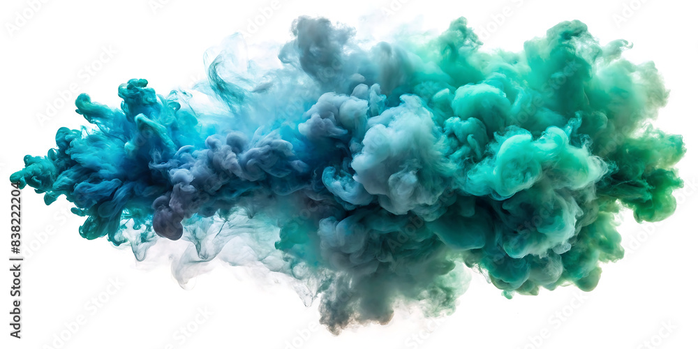 green smoke explosion on white background green smoke explosion on white background