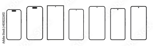 Flagship mobile phone collection. Large set of modern and up to date smartphones. Vector graphic.