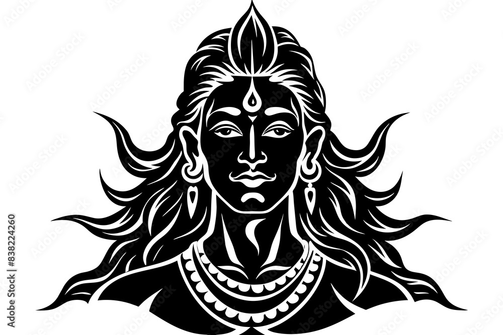 Lord Shiva face silhouette vector illustration Lord Shiva face silhouette vector illustration