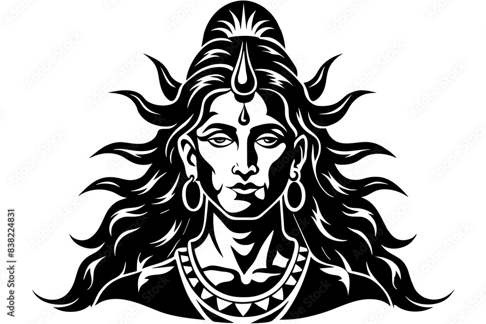 Lord Shiva face silhouette vector illustration Lord Shiva face silhouette vector illustration