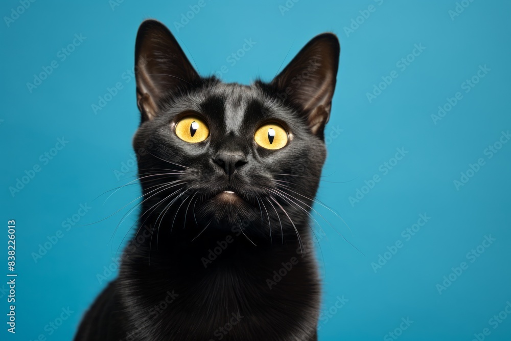 Portrait of a happy bombay cat in front of blank studio backdrop Portrait of a happy bombay cat in front of blank studio backdrop