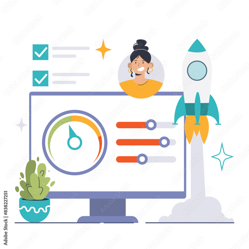 Website Optimization set. Flat vector illustration.