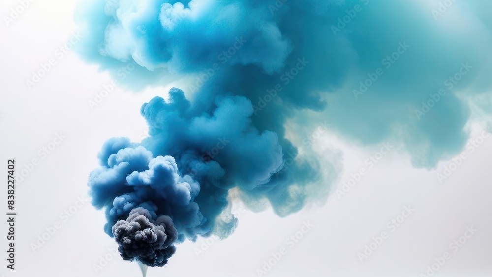 blue smoke clouds rising against a light background. The soft, fluffy ...