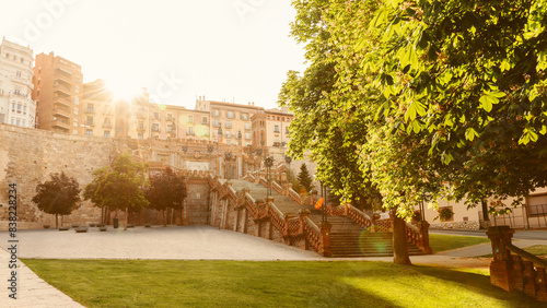 Escalinata del Ovalo and Plaza, Teruel, Spain at Sunrise photo