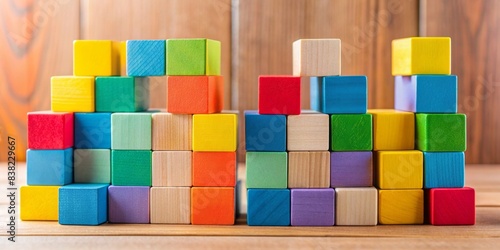Colorful stacked wooden blocks, colorful, wooden, blocks, stack, abstract, creative, design, structure, arrangement, toy, build, play, art, bright, vibrant, multicolored, textured