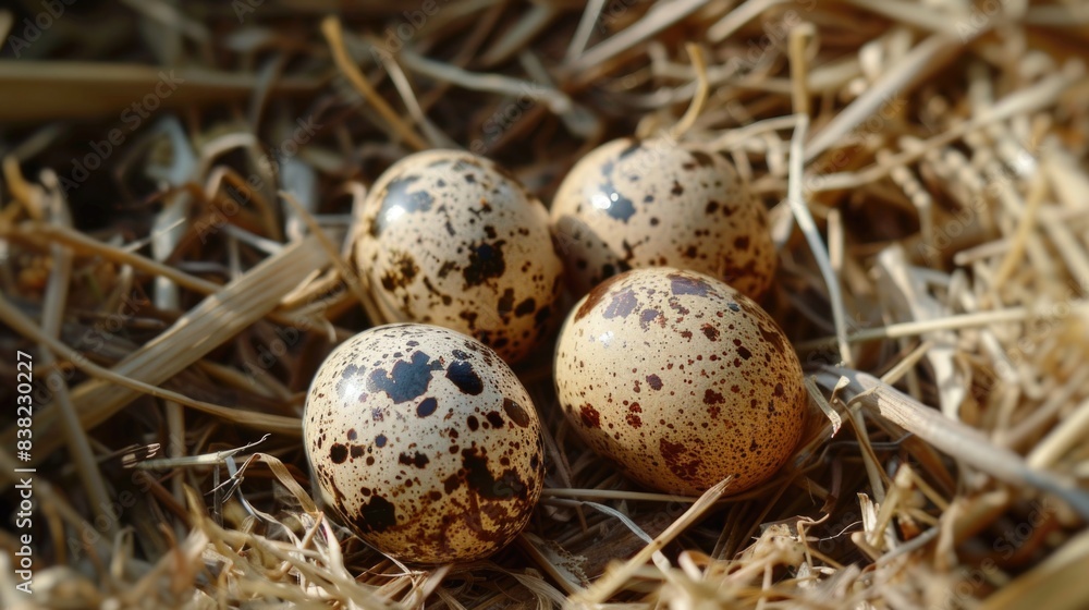 Quail eggs on straw. Diet food Quail eggs on straw. Diet food