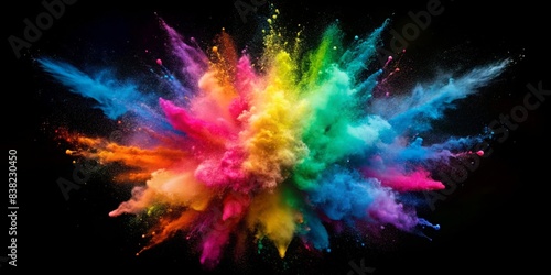 Colorful explosion of powder in the dark, colorful, explosion, powder, dark, vibrant, burst, celebration, festival, abstract, bright, motion, photography, art, creative, energy, movement