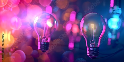 Creative light bulb symbolizing ideas in various industries like energy and property. Concept Light Bulb Art, Energy Innovation, Property Ideas photo