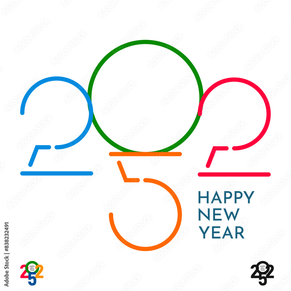 Happy New Year 2025 logo text design. 2025 number design template. Happy New Year 2025 logo text design. 2025 number design template.