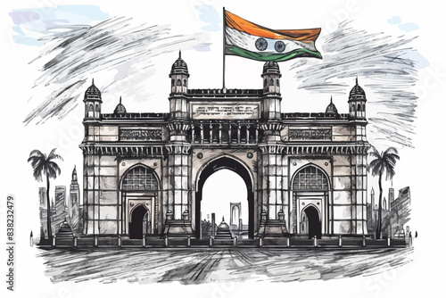India gate Vector illustration of happy independence day in India celebration on August 15. vector