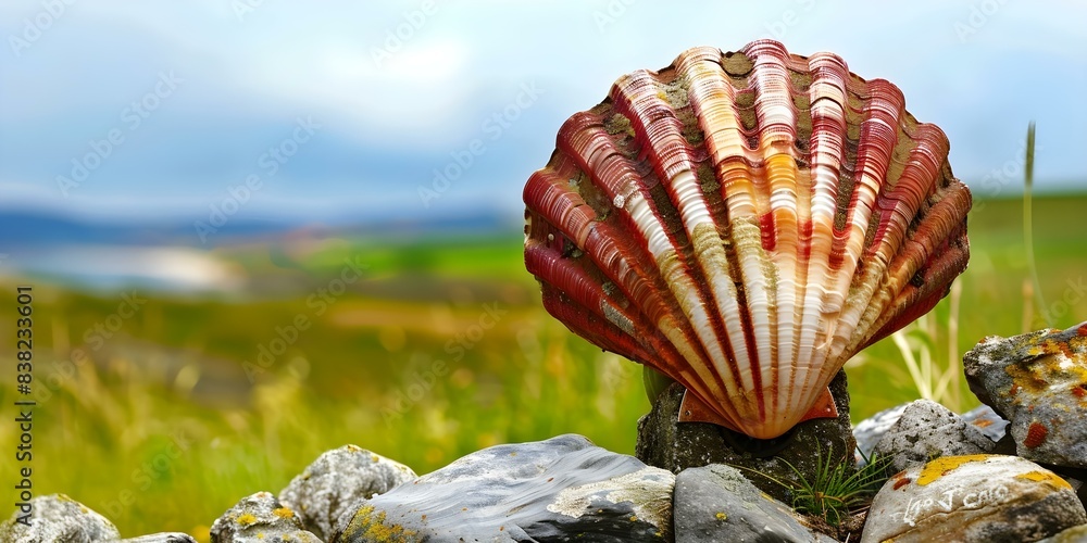 Navigating the Camino de Santiago with a Scallop Shell Kilometer Marker ...