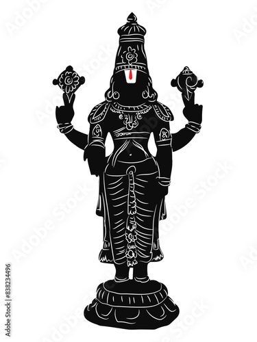 Hindu god Tirupati Balaji silhouette graphic design.