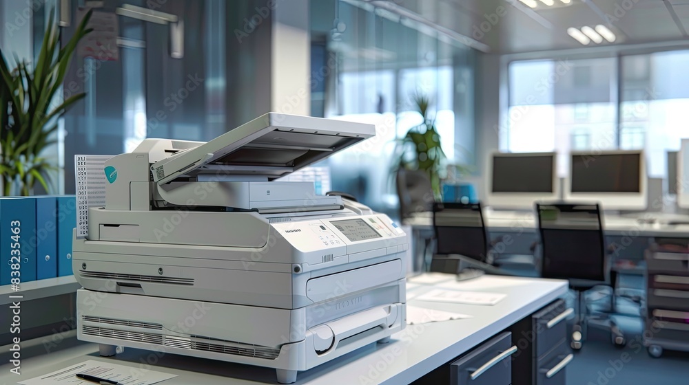 office format photocopier in the modern office. multifunction laser printer. Secretary work. Copy, print, scan, and fax machine office format photocopier in the modern office. multifunction laser printer. Secretary work. Copy, print, scan, and fax machine