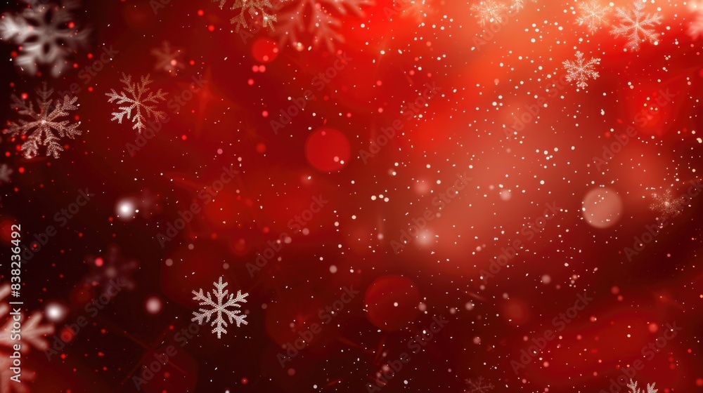Red Christmas background with snowflakes