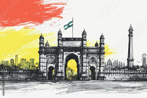 India gate Vector illustration of happy independence day in India celebration on August 15. vector