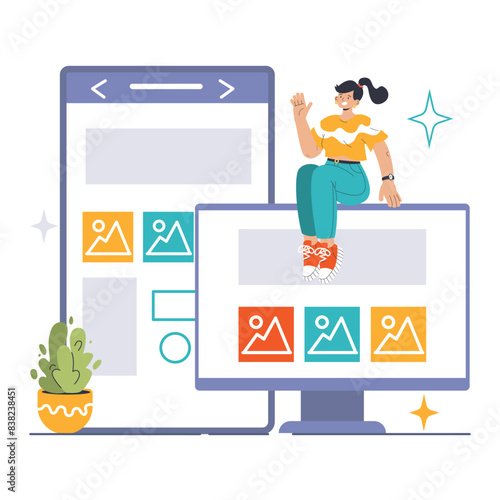 Website Optimization set. Flat vector illustration.