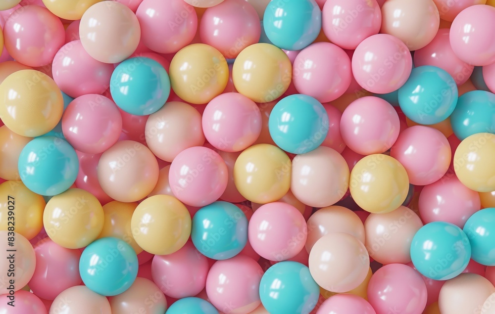 A colorful abstract background with spheres that contain bubbles, gum, and pastel pinks. 3D rendering of a poster, flyer, banner, card, cover, and brochure designed with this pattern. A colorful abstract background with spheres that contain bubbles, gum, and pastel pinks. 3D rendering of a poster, flyer, banner, card, cover, and brochure designed with this pattern.