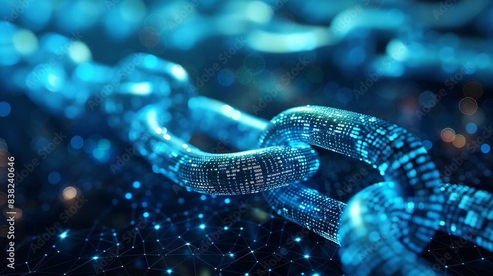 A blockchain network visualization with interconnected nodes, representing the secure and decentralized nature of digital technology A blockchain network visualization with interconnected nodes, representing the secure and decentralized nature of digital technology