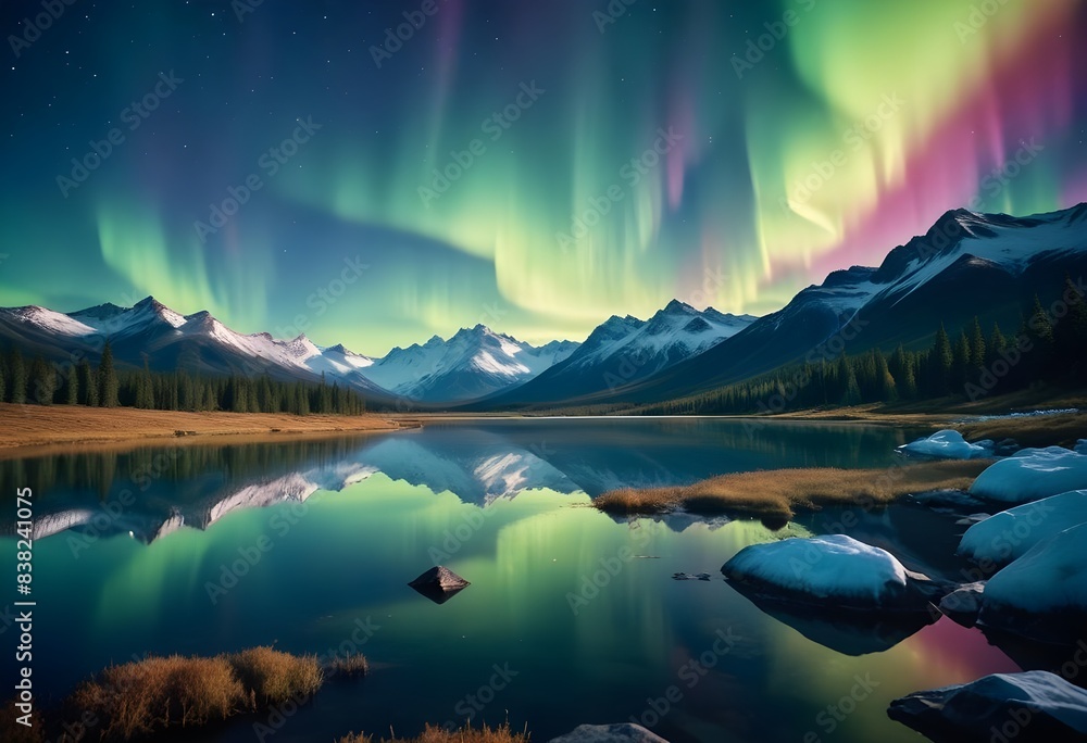 Northern Lights lake water landscape Northern Lights lake water landscape