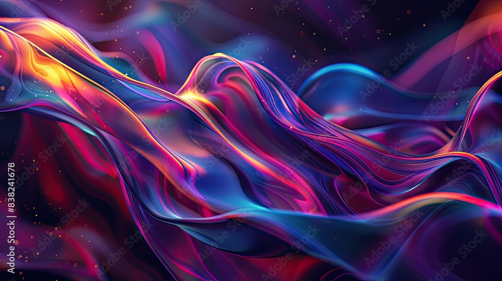 Abstract waves of light graphics, flowing in vibrant colors on a dark backdrop, creating dynamic shapes Abstract waves of light graphics, flowing in vibrant colors on a dark backdrop, creating dynamic shapes