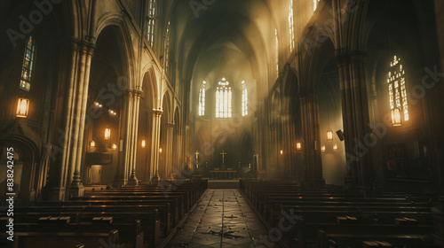 Church room, dim lighting, Ai Generated Images