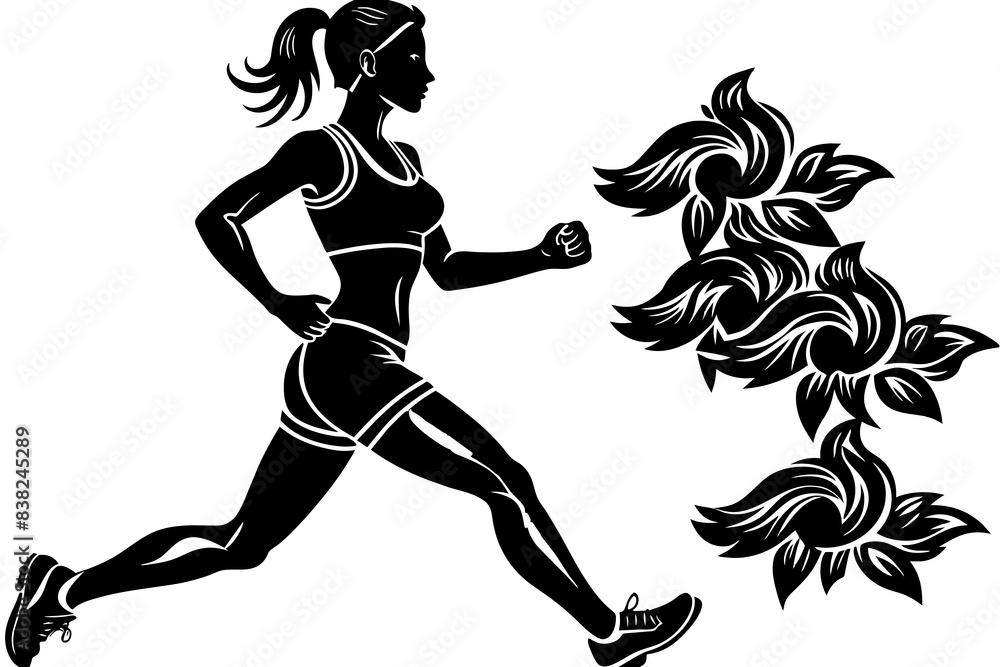 while jogging silhouette vector illustration while jogging silhouette vector illustration