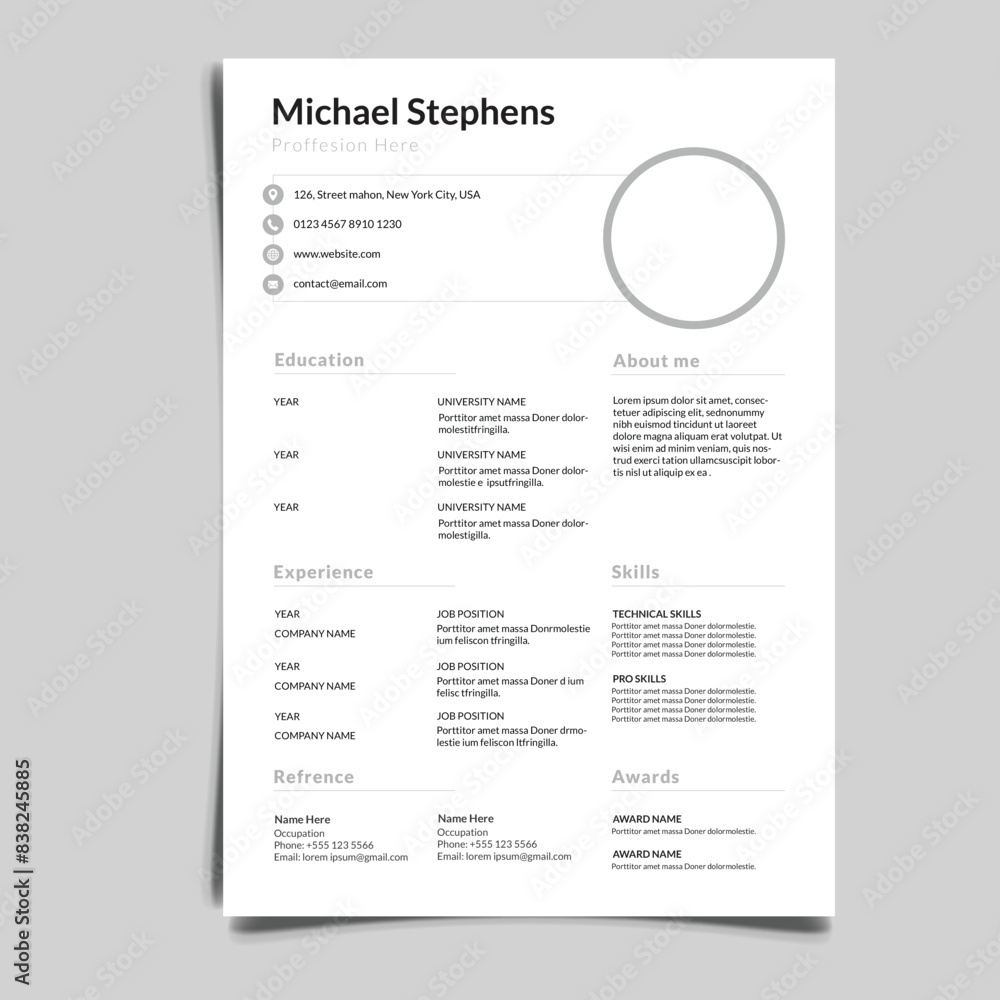 Minimal and Professional cv template Minimal and Professional cv template