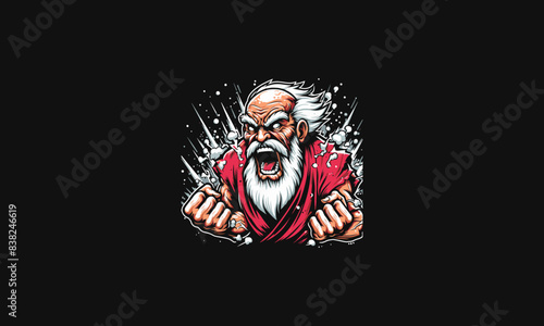 old man angry with background splash vector artwork design