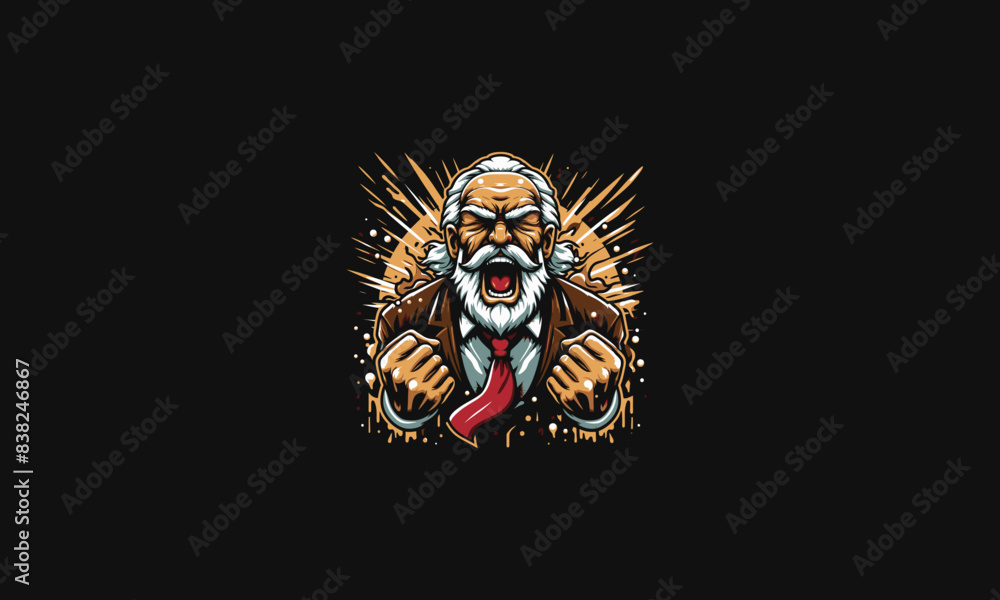old man angry with background splash vector artwork design old man angry with background splash vector artwork design